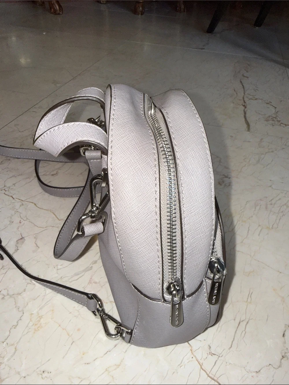 Michael Kors Light Gray Perforated Mini Backpack